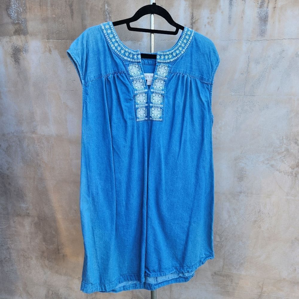 Knox rose embroidered denim mini dress